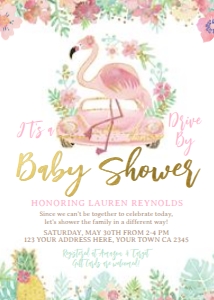 Drive By Flamingle Baby Shower Invitation - www.printerfairy.com: Drive By Flamingle Baby Shower Invitation - www.printerfairy.com