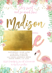 Flamingle First Birthday Invitation - www.printerfairy.com design preview