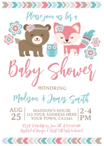 Woodland_Girl Baby Shower Invitation - www.printerfairy.com design preview