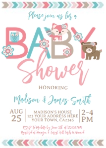Woodland_Girl Baby Shower Invitation 02 - www.printerfairy.com design preview