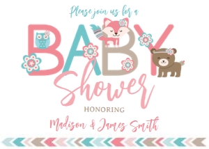 Woodland_Girl Baby Shower Invitation landscape - www.printerfairy.com design preview
