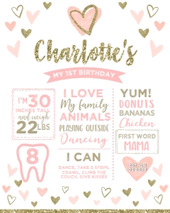 Little Sweetheart Birthday Board - www.printerfairy.com design preview