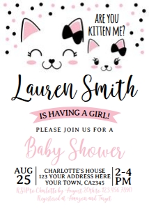 Kitty Cat Baby Shower Invitation - www.printerfairy.com design preview