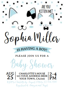 Kitty Cat Baby Shower Invitation (blue) - www.printerfairy.com: Kitty Cat Baby Shower Invitation (blue) - www.printerfairy.com
