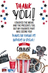 Movie Thank You Cards (White) - www.printerfairy.com design preview