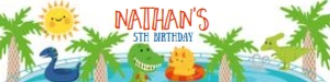Dinosaur Pool Party Water Bottle Labels - www.printerfairy.com design preview