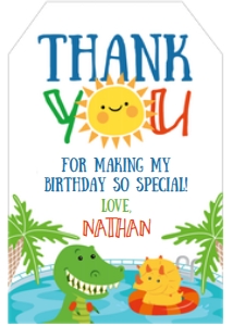 Dinosaur Pool Party Favor Tags - www.printerfairy.com design preview