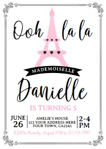 Paris Birthday Invitation - www.printerfairy.com: Paris Birthday Invitation - www.printerfairy.com