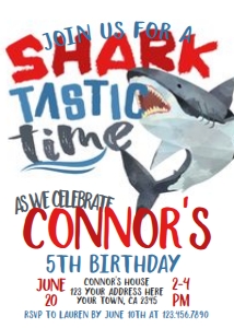 Sharktastic Birthday Invitation - www.printerfairy.com design preview