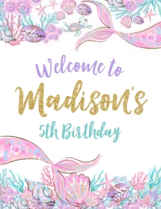 Mermaid Welcome Sign (glitter) - www.printerfairy.com design preview