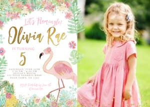 Flamingle Birthday Invitation with photo - www.printerfairy.com: Flamingle Birthday Invitation with photo - www.printerfairy.com