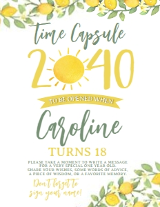 Lemonade Sunshine Time Capsule Sign_8.5x11 - www.printerfairy.com: Lemonade Sunshine Time Capsule - www.printerfairy.com