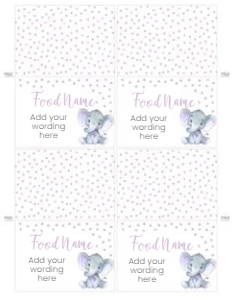 Elephant Baby Shower Food Tents (Purple) - www.printerfairy.com design preview