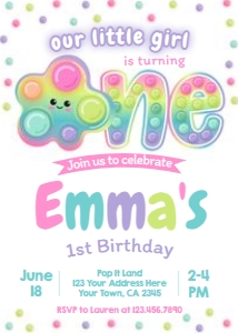 Pop It First Birthday Invitation (Pastels) - www.printerfairy.com design preview