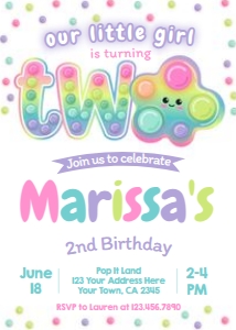 Pop It Second Birthday Invitation (Pastels) - www.printerfairy.com design preview