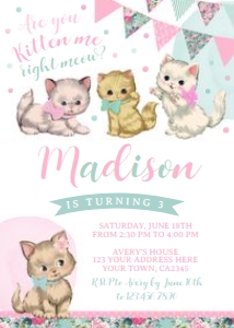 Vintage Kitties Invitation - www.printerfairy.com design preview