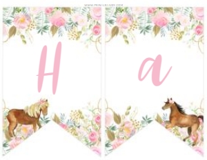 Horse Birthday Banner (Floral) - www.printerfairy.com design preview