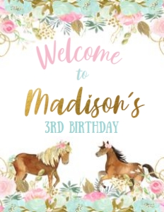 Horse Welcome Sign (floral) - www.printerfairy.com design preview