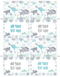 Cute Sharks Food Tents (Gray Teal) - www.printerfairy.com design preview