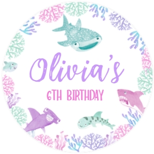 Cute Sharks Toppers (Pink Teal Purple) - www.printerfairy.com design preview