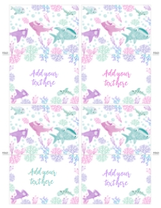 Cute Sharks Food Tents (Pink Teal Purple) - www.printerfairy.com design preview