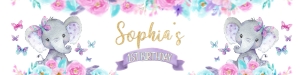 Elephant Floral Birthday Water Bottle Labels - www.printerfairy.com design preview