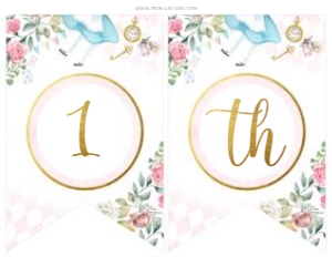 Alice in ONEderland-Banner Age - www.printerfairy.com: Alice in ONEderland-Banner Happy Birthday - www.printerfairy.com