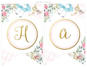 Alice in ONEderland-Banner Happy Birthday - www.printerfairy.com: Alice in ONEderland-Banner Happy Birthday - www.printerfairy.com