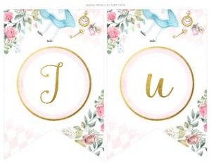 Alice in ONEderland-Banner Name - www.printerfairy.com: Alice in ONEderland-Banner Happy Birthday - www.printerfairy.com