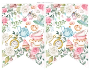 Alice in ONEderland-Banner texture - www.printerfairy.com: Alice in ONEderland-Banner Happy Birthday - www.printerfairy.com