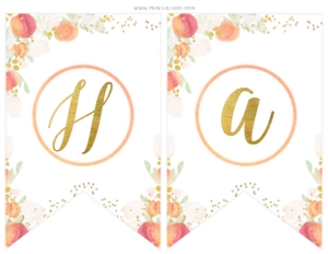 Peach Birthday Banner - www.printerfairy.com design preview