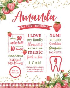 Strawberry Birthday Board - www.printerfairy.com design preview