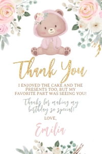 Baby Bear Thank You Cards - www.printerfairy.com design preview