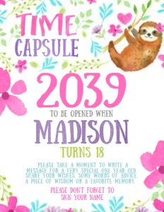 Sloth Time Capsule - www.printerfairy.com design preview
