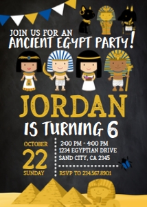 Egypt_Birthday Invitation (Black) - www.printerfairy.com: Egypt_Birthday Invitation (Black) - www.printerfairy.com