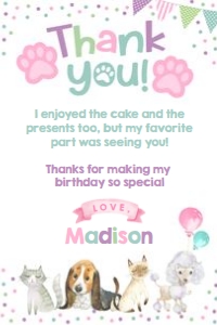 Puppies & Kitties Thank You Cards (Pastels Watercolor) - www.printerfairy.com: Puppies & Kitties Thank You Cards (Pastels Watercolor) - www.printerfairy.com
