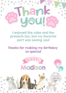 Puppies & Kitties Thank You Cards (Pastels Watercolor) - www.printerfairy.com: Puppies & Kitties Thank You Cards (Pastels Watercolor) - www.printerfairy.com