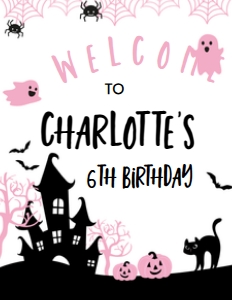 Pink a Boo Welcome Sign 8.5x11-www.printerfairy.com: Pink a Boo Welcome Sign - www.printerfairy.com