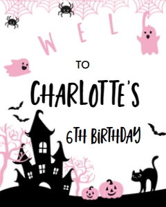 Pink a Boo Welcome Sign 16x20: Pink a Boo Welcome Sign - www.printerfairy.com