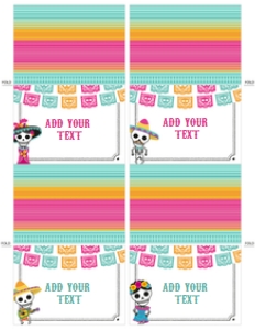 Dia de los Muertos_Food Tents (Pink-White) - www.printerfairy.com: Dia de los Muertos Food Tents (Pink-White) - www.printerfairy.com