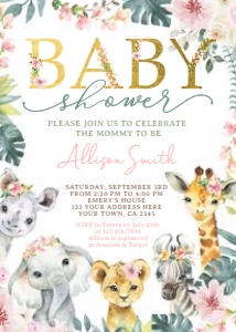 Tropical Jungle Baby Shower Invitation (Pink) - www.printerfairy.com design preview