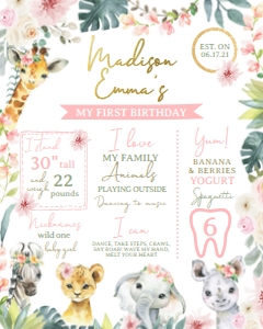 Tropical Jungle Board (Pink) - www.printerfairy.com design preview