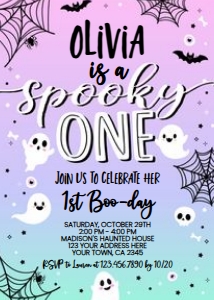 Spooky One Halloween Birthday Invitation (Gradient) - www.printerfairy.com: Spooky One Halloween Birthday Invitation (Gradient) - www.printerfairy.com