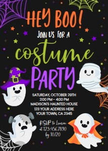 Costume Party Halloween Birthday Invitation (Ghost) - www.printerfairy.com design preview