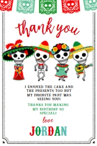 Dia de los Muertos Thank You Card (White Background - Red) - www.printerfairy.com: Dia de los Muertos Thank You Card (White Background - Red) - www.printerfairy.com