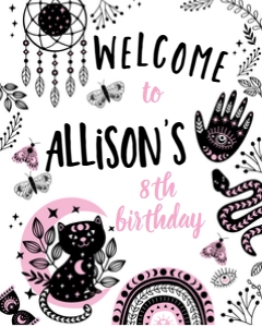 Pink Mystical Welcome Sign - www.printerfairy.com design preview