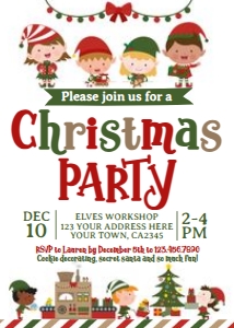 Elves Christmas Party Invitation - www.printerfairy.com: Elves Christmas Party Invitation - www.printerfairy.com