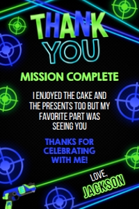 Laser Tag Thank You Card (Blue) - www.printerfairy.com design preview