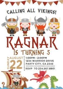 Viking Friends Birthday Invitation - www.printerfairy.com: Viking Friends Birthday Invitation - www.printerfairy.com