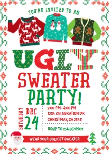Ugly Sweater Party Invitation - www.printerfairy.com: Ugly Sweater Party Invitation - www.printerfairy.com
